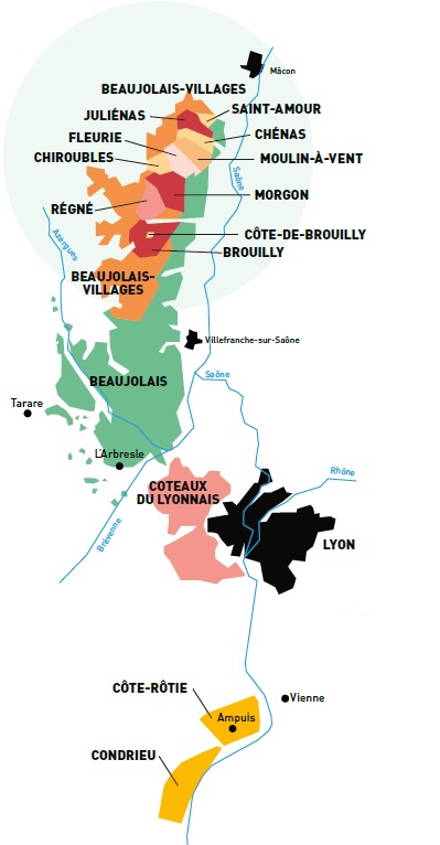 Carte du vignoble du Rhône